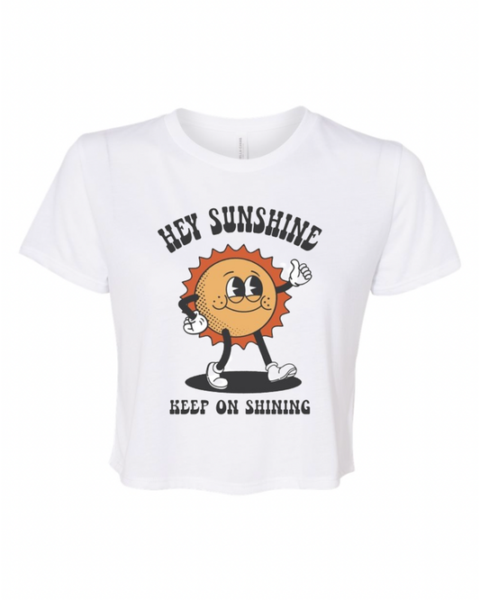 "Hey Sunshine" Women’s Flowy Crop T-Shirt