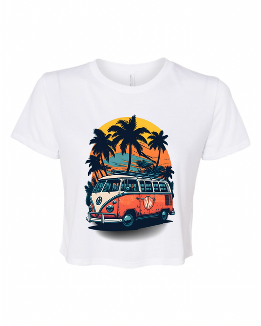 "Summer Vibes" Women’s Flowy Crop T-Shirt