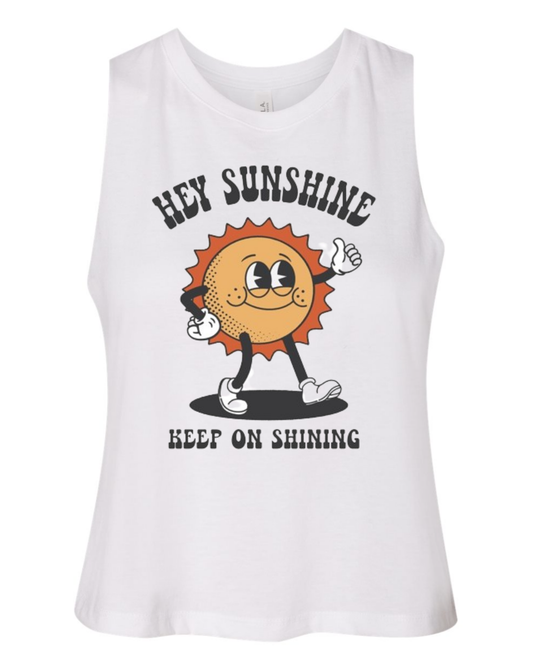 "Hey Sunshine" Women's Racerback Crop Tank