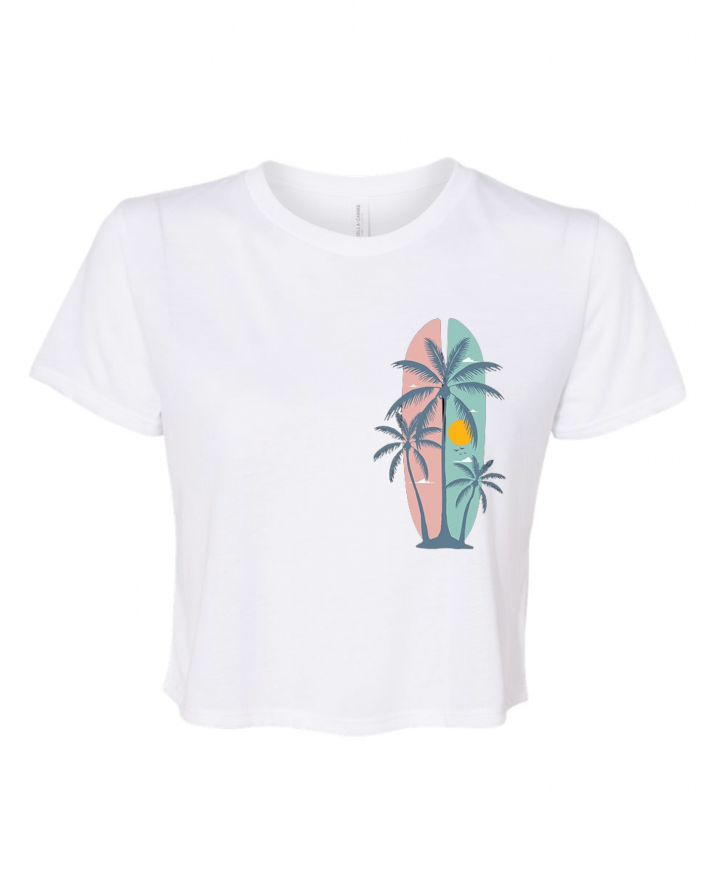 "Summer Palm Trees" Women’s Flowy Crop T-Shirt