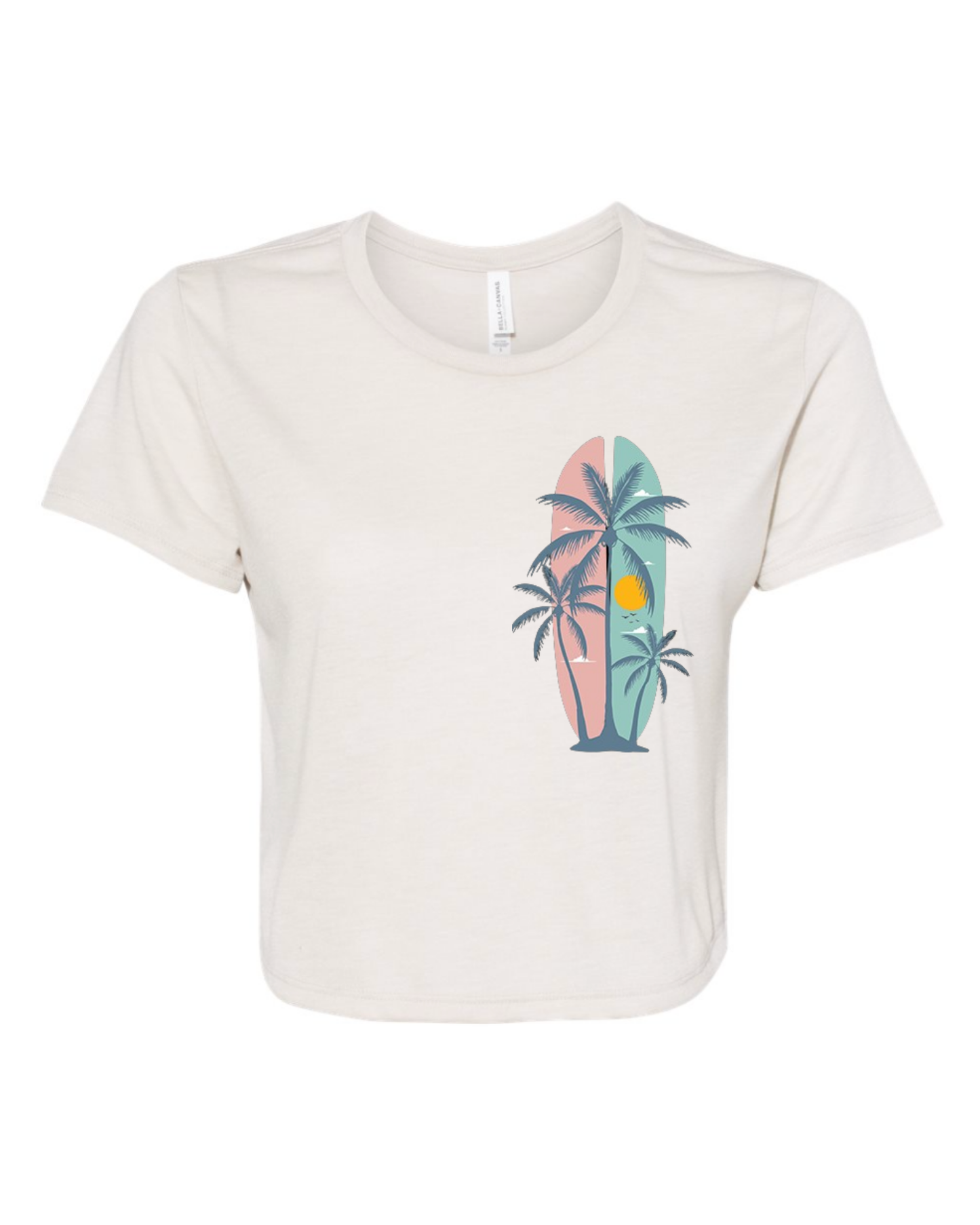 "Summer Palm Trees" Women’s Flowy Crop T-Shirt