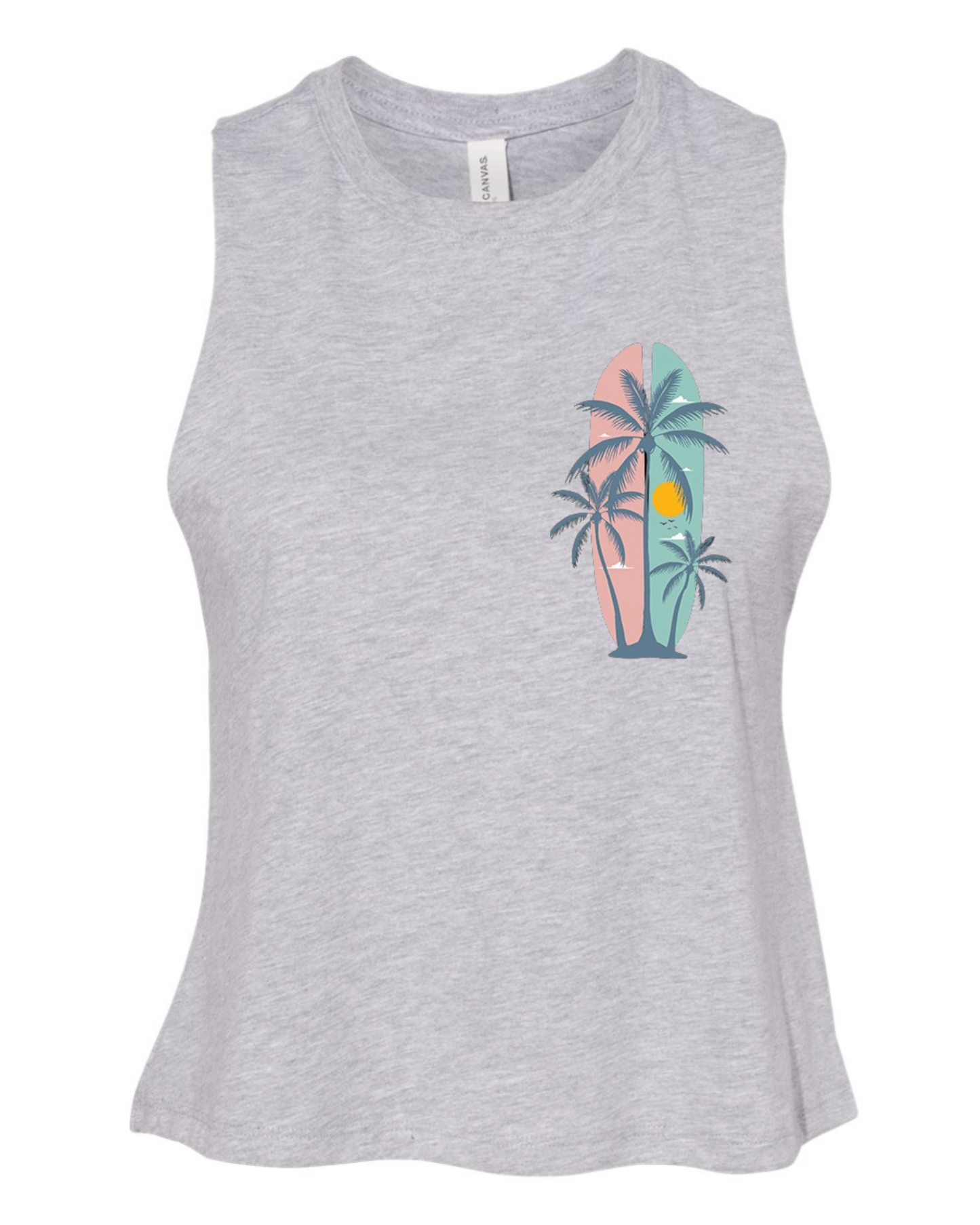 "Summer Palm Trees" Women's Racerback Crop Tank