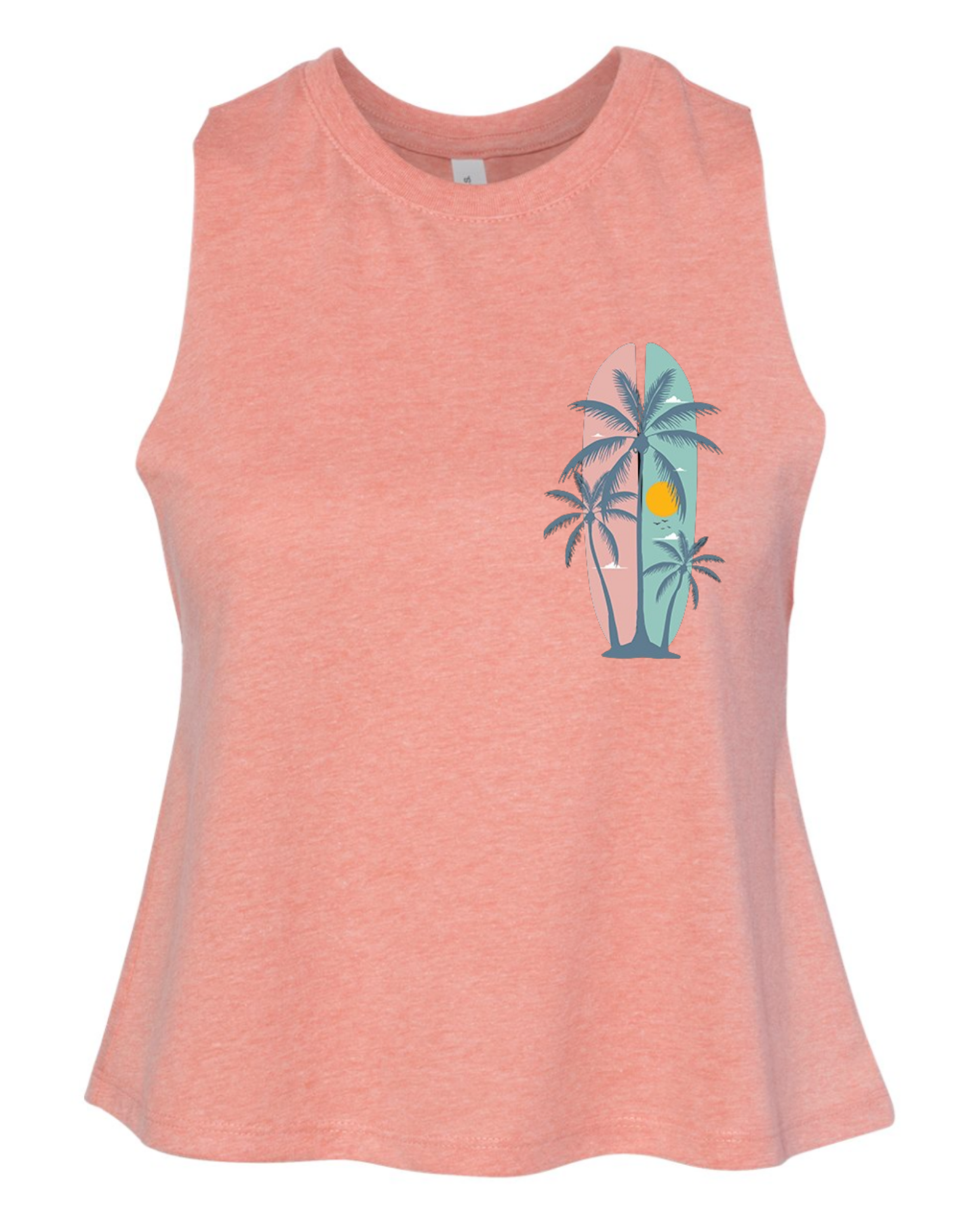 "Summer Palm Trees" Women's Racerback Crop Tank