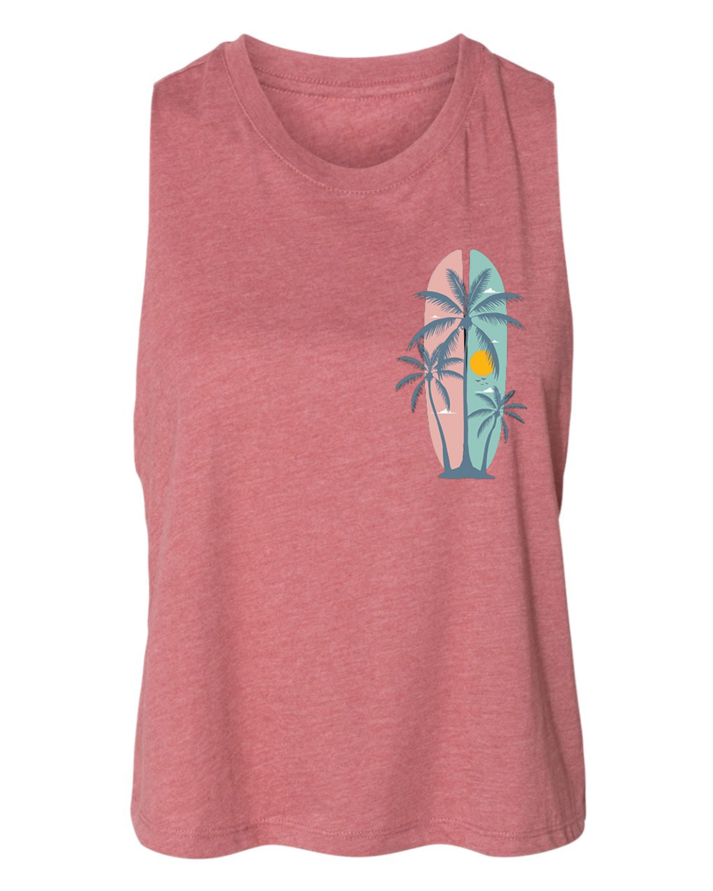 "Summer Palm Trees" Women's Racerback Crop Tank