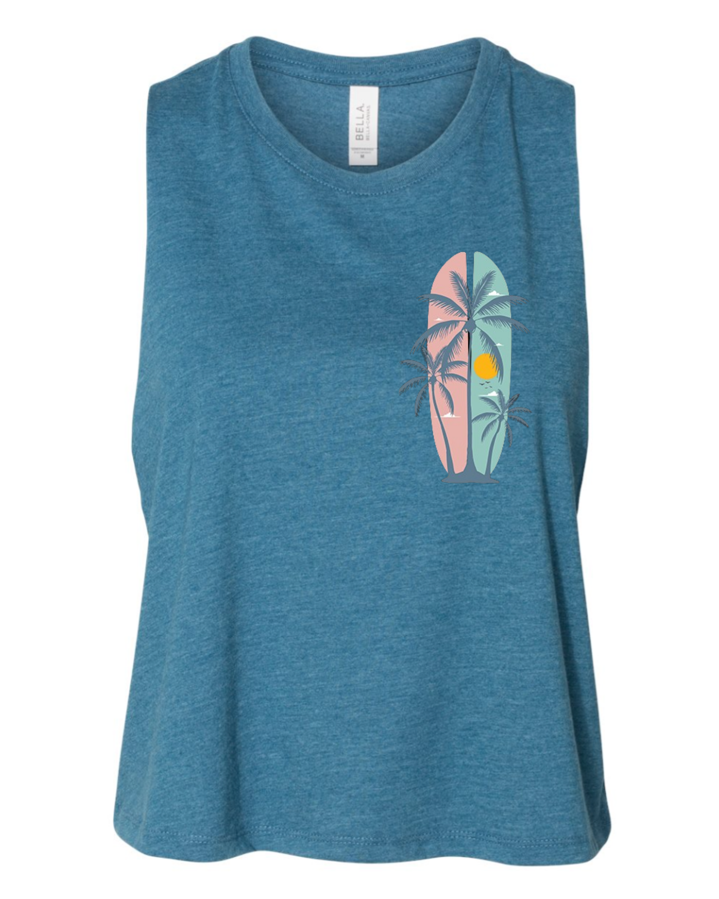 "Summer Palm Trees" Women's Racerback Crop Tank