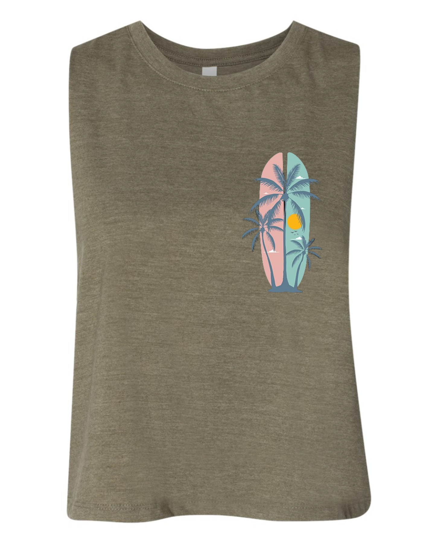 "Summer Palm Trees" Women's Racerback Crop Tank