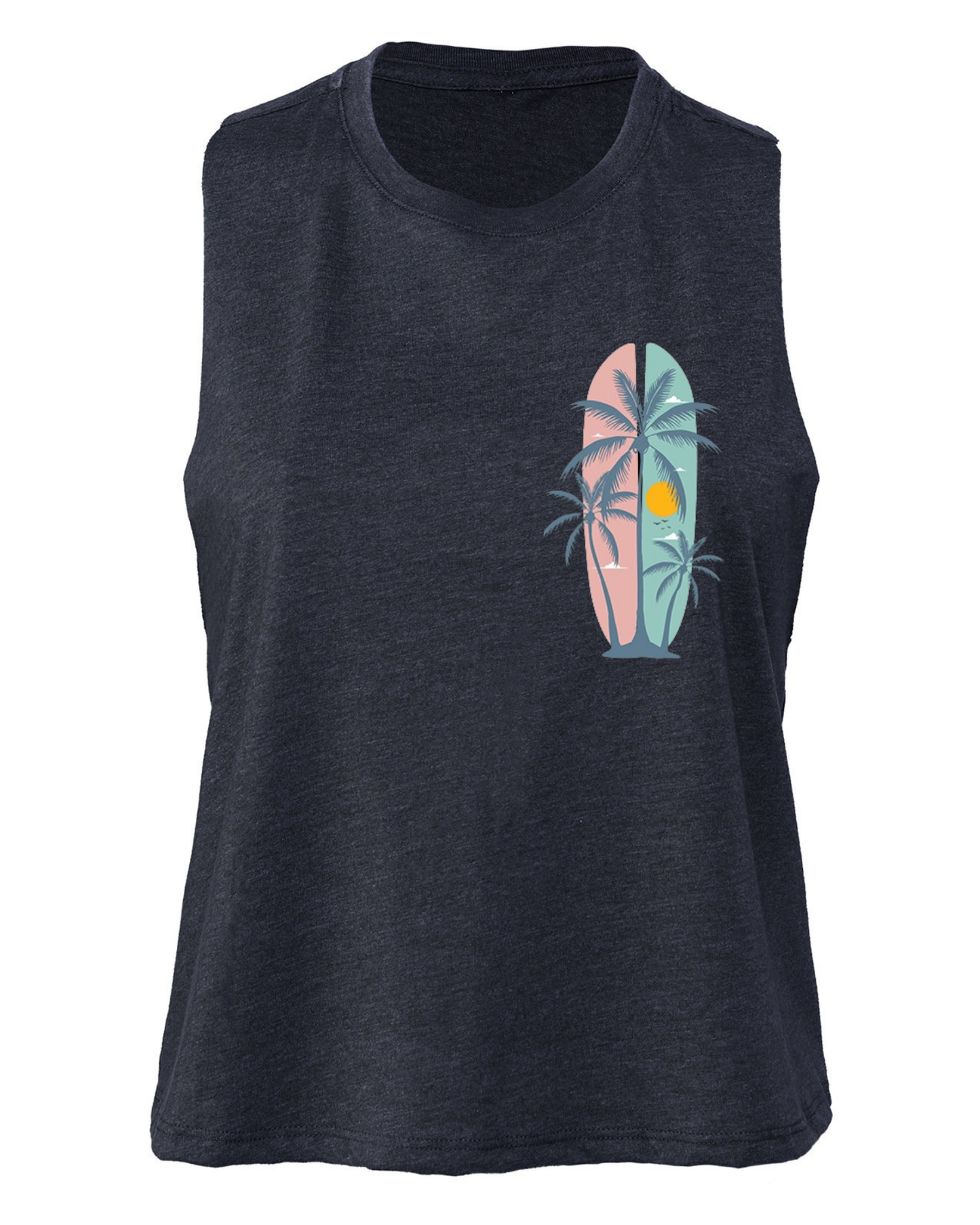 "Summer Palm Trees" Women's Racerback Crop Tank