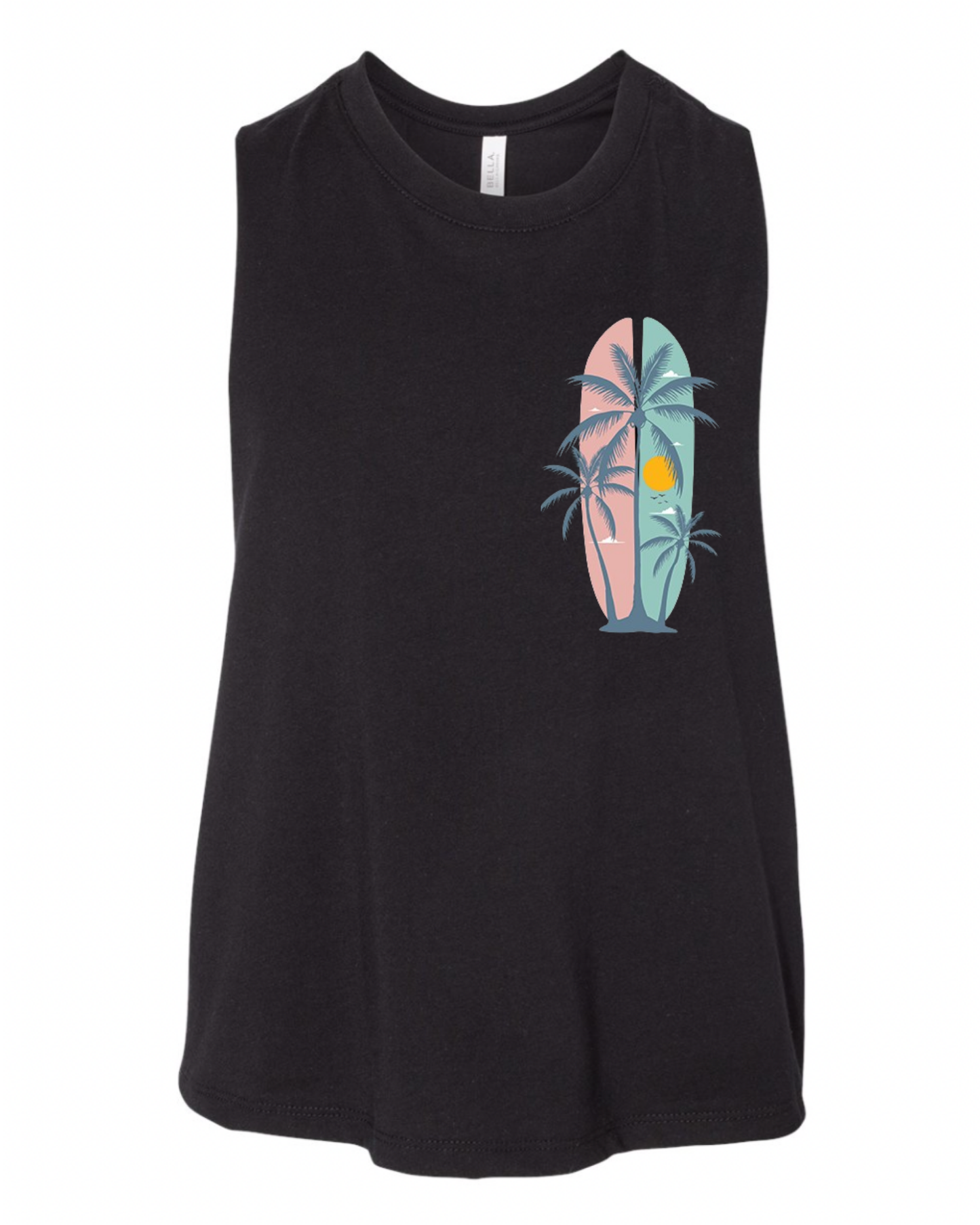 "Summer Palm Trees" Women's Racerback Crop Tank