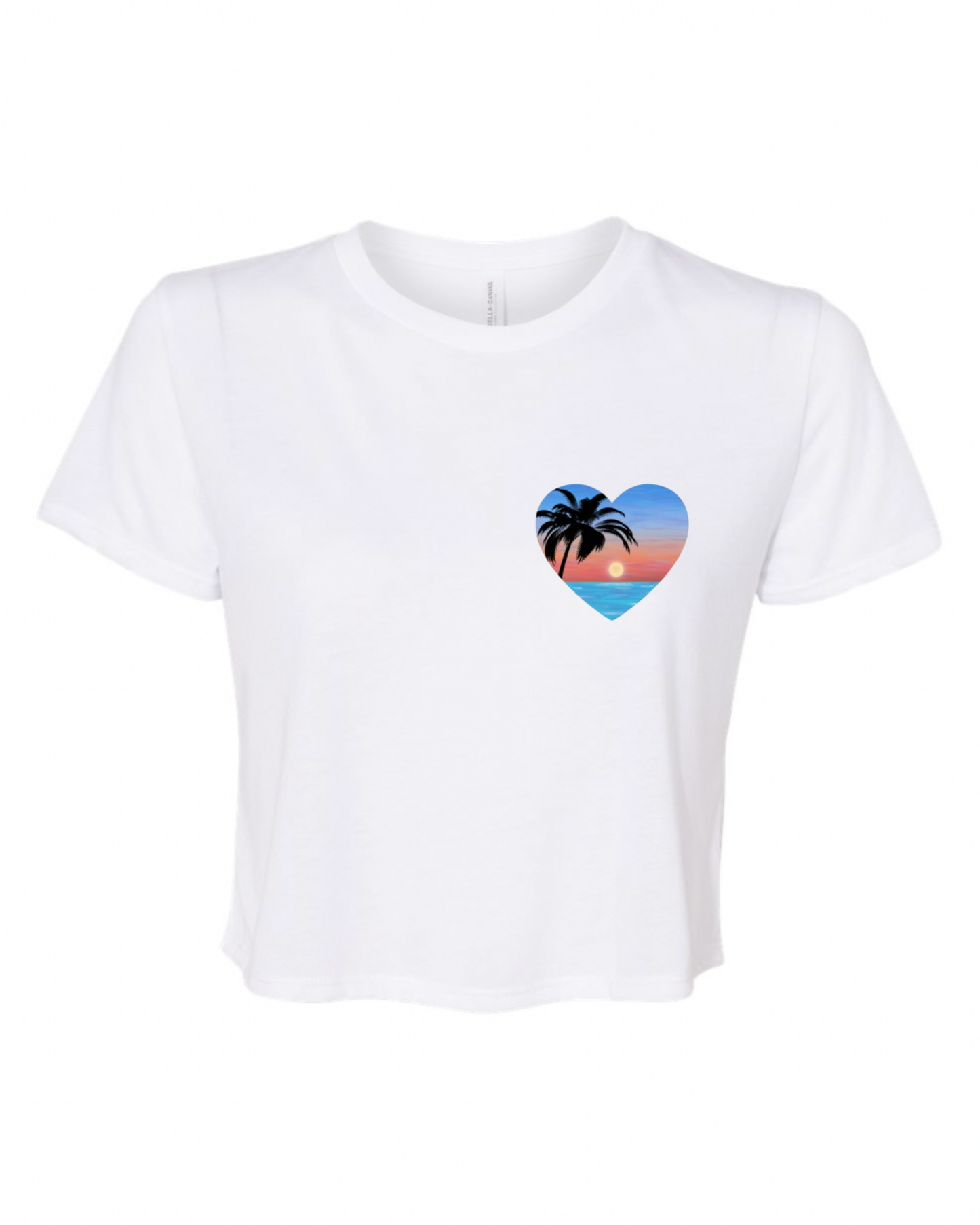 "Sunset Love" Women’s Flowy Crop T-Shirt