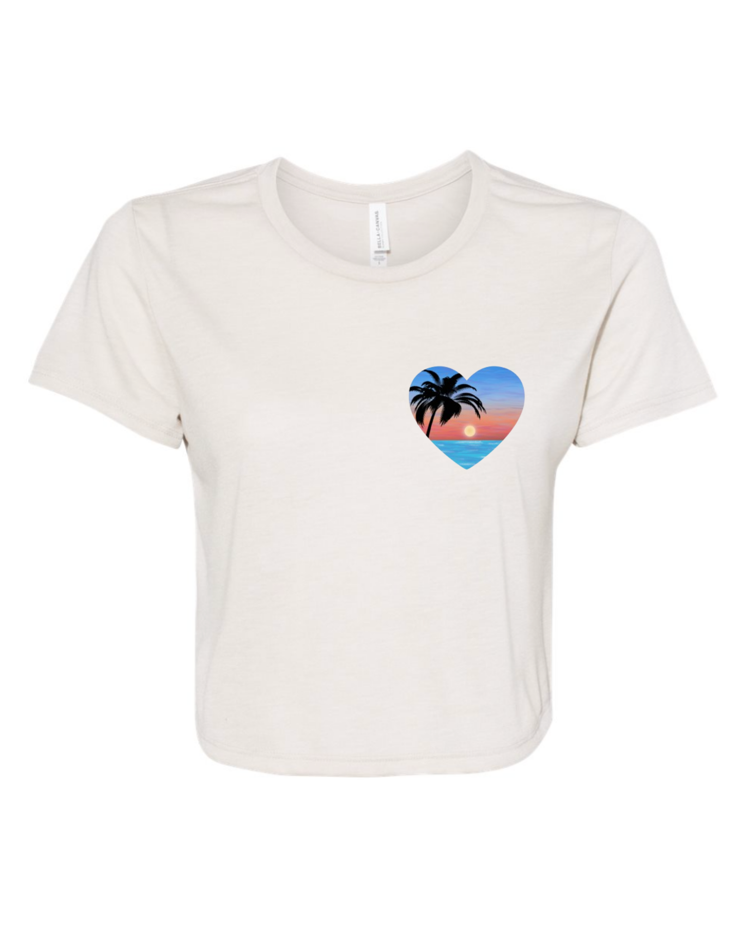 "Sunset Love" Women’s Flowy Crop T-Shirt