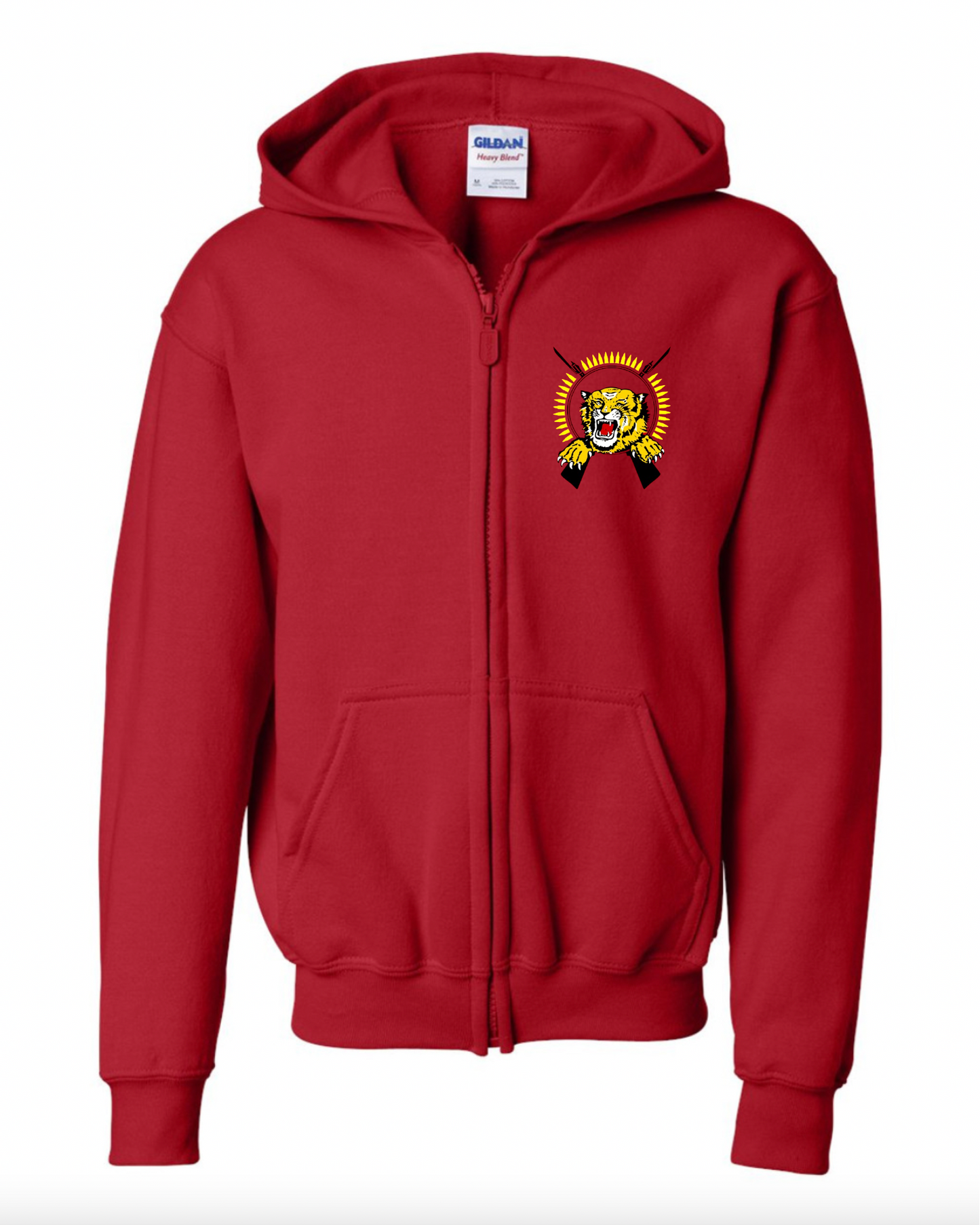 Tamil Eelam Tiger Youth Zip-Up Hooded Sweatshirt