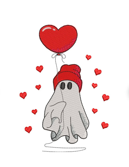 Valentine Boo with a Heart Balloon